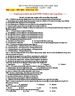 Đề cương ôn tập kiểm tra giữa học kì II môn Sinh học Lớp 12 - Năm học 2019-2020